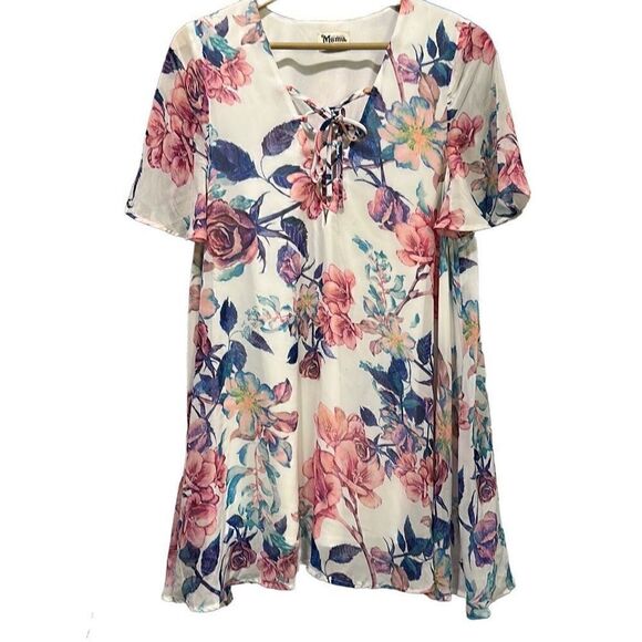 SHOW ME YOUR MUMU Floral Tunic Dress Cover Up Fully Lined Size Large - Picture 8 of 8